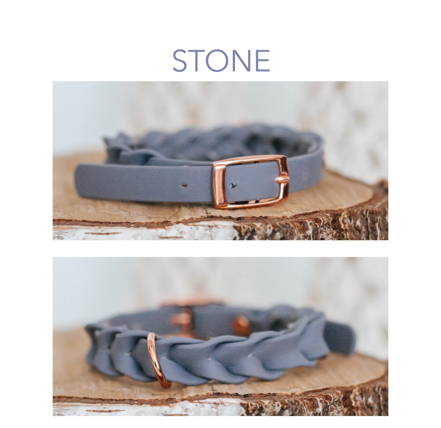 DIY Biothane® Halsband Ava: geflochten - Farbe graublau