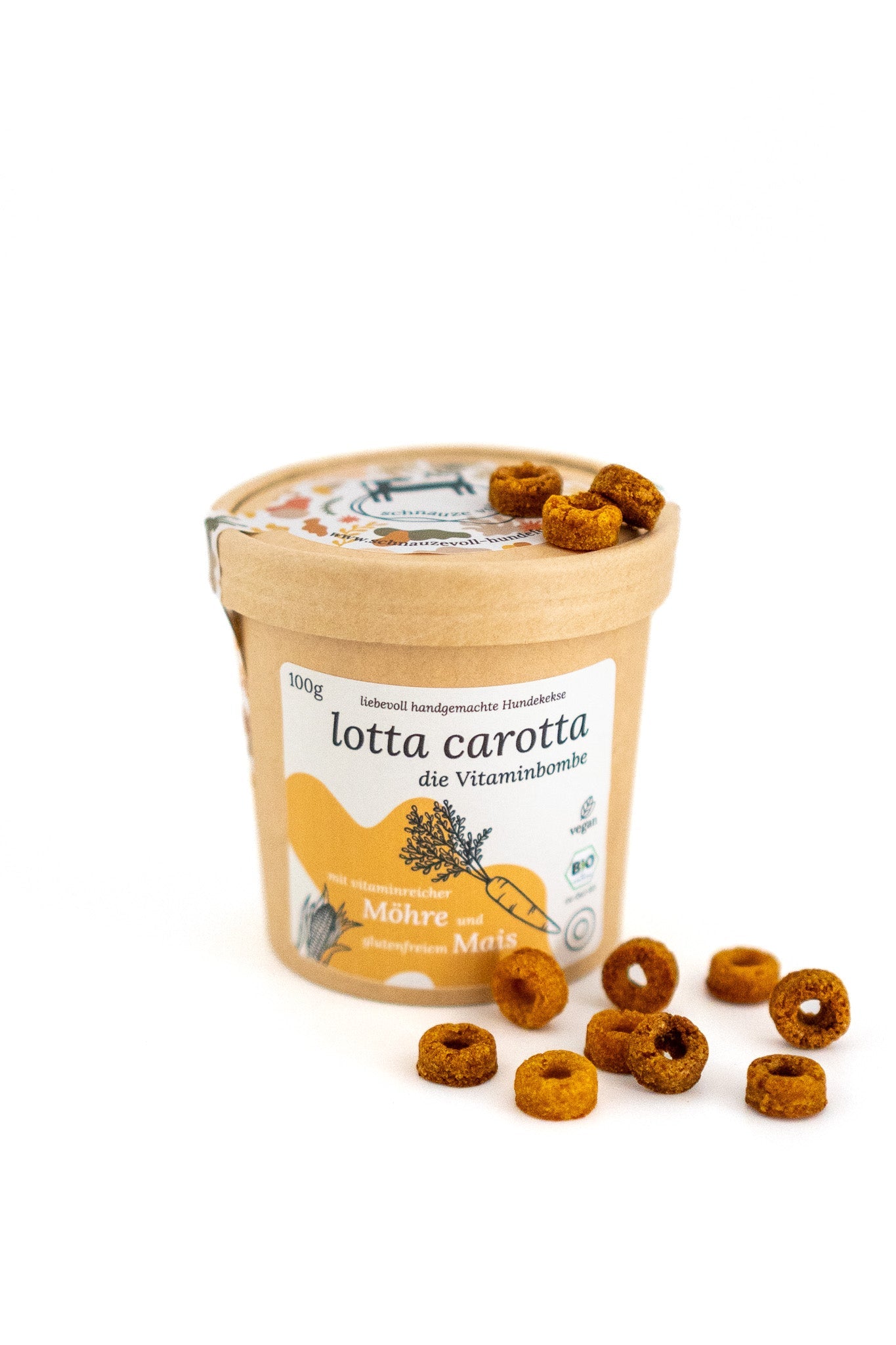 schnauzevoll Hundekekse lotta carotta — die Vitaminbombe | bio | vegan | 100g - hundgemacht