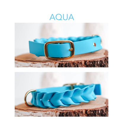 DIY Biothane® Halsband Ava: geflochten - Farbe blau