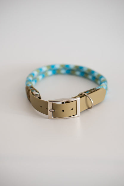Mabel double Tau Halsband | hellblau-blau-grün & khaki | 45-53cm | handgemacht - hundgemacht