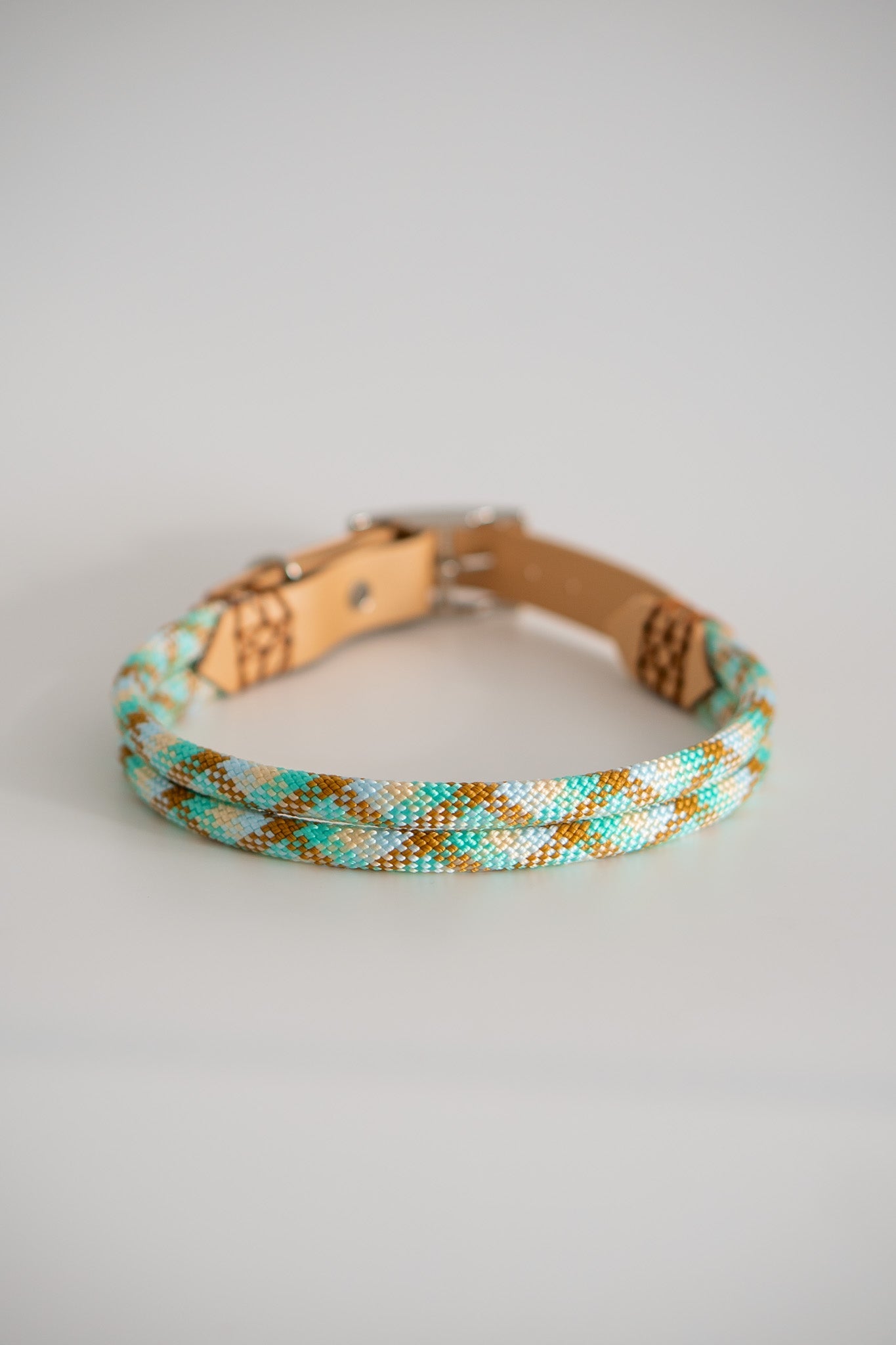 Mabel double Tau Halsband | mint-braun-creme & light gold | 48-55cm | handgemacht - hundgemacht