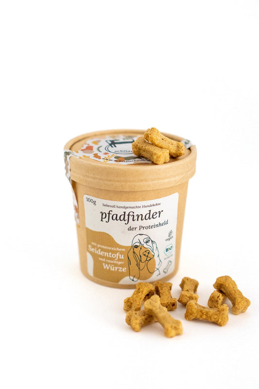 schnauzevoll Hundekekse pfadfinder — der Proteinheld | bio | vegan | 100g - hundgemacht